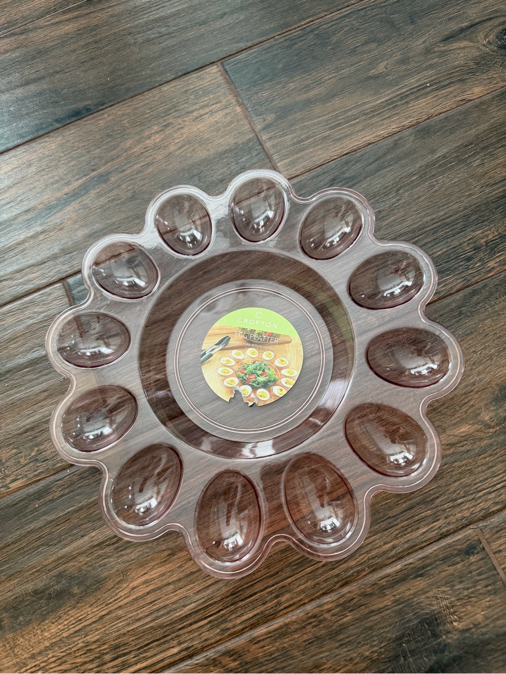 Brand new Crofton Clear deviled Egg Serving Platter Pink dozen plastic party